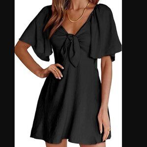 Black Flowy Bow Dress